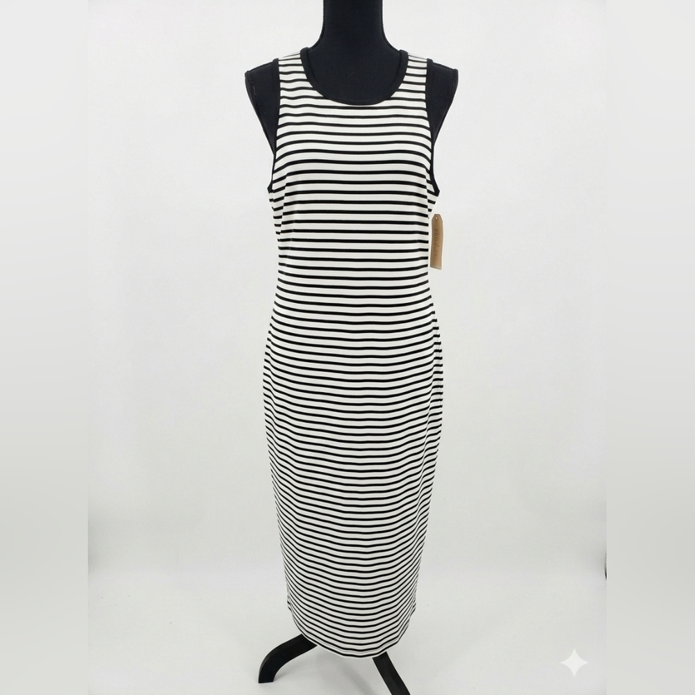 Copper Key Monochrome Striped Midi Dress